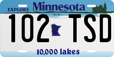 MN license plate 102TSD