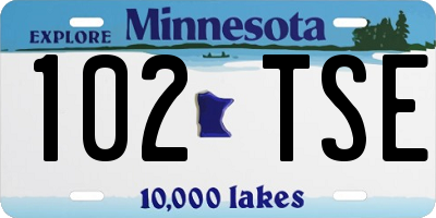 MN license plate 102TSE