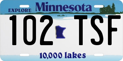 MN license plate 102TSF
