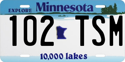 MN license plate 102TSM