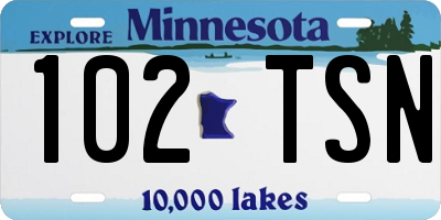 MN license plate 102TSN