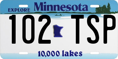 MN license plate 102TSP
