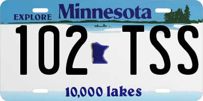 MN license plate 102TSS