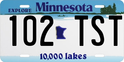 MN license plate 102TST