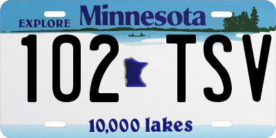 MN license plate 102TSV