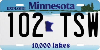 MN license plate 102TSW