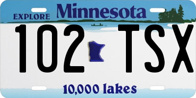 MN license plate 102TSX