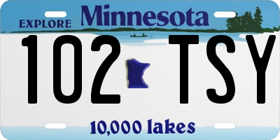 MN license plate 102TSY