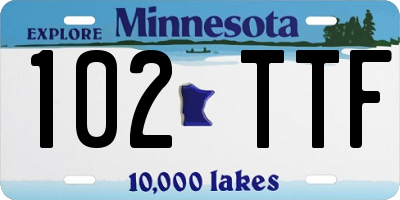 MN license plate 102TTF