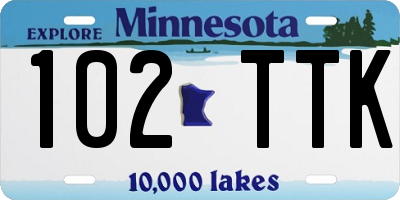 MN license plate 102TTK
