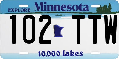 MN license plate 102TTW