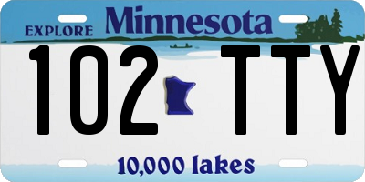 MN license plate 102TTY