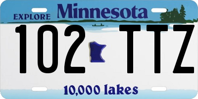MN license plate 102TTZ