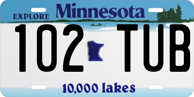 MN license plate 102TUB