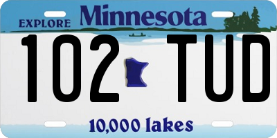 MN license plate 102TUD