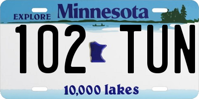 MN license plate 102TUN