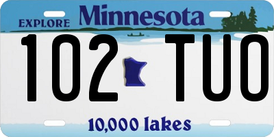 MN license plate 102TUO