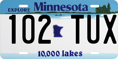 MN license plate 102TUX