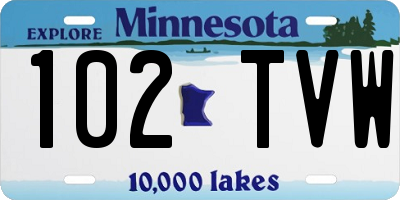 MN license plate 102TVW
