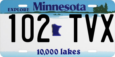 MN license plate 102TVX