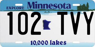 MN license plate 102TVY