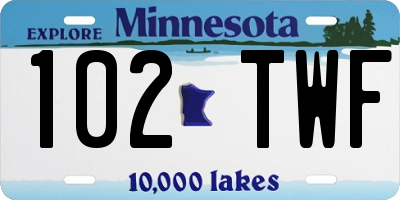 MN license plate 102TWF