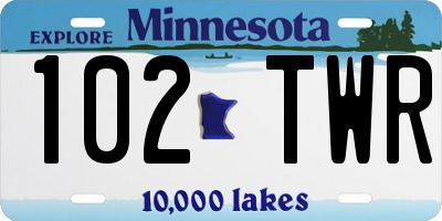 MN license plate 102TWR
