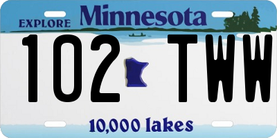 MN license plate 102TWW