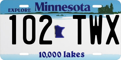 MN license plate 102TWX