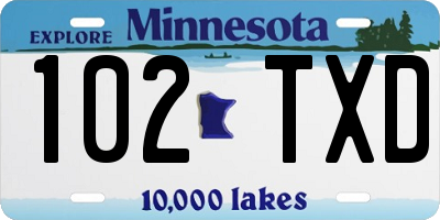 MN license plate 102TXD