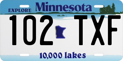MN license plate 102TXF