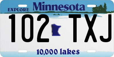 MN license plate 102TXJ