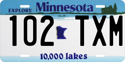 MN license plate 102TXM