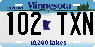 MN license plate 102TXN