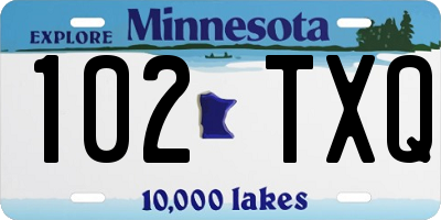 MN license plate 102TXQ