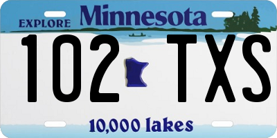 MN license plate 102TXS