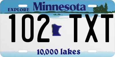 MN license plate 102TXT