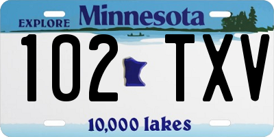 MN license plate 102TXV