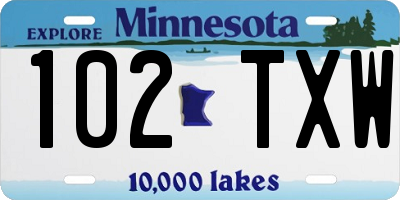 MN license plate 102TXW