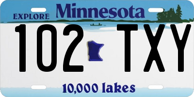 MN license plate 102TXY