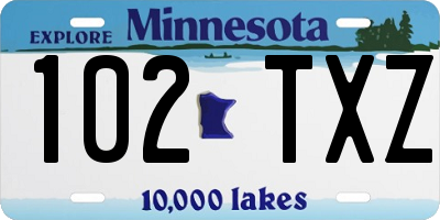 MN license plate 102TXZ