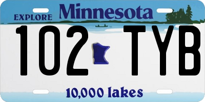 MN license plate 102TYB