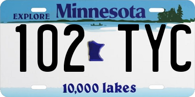 MN license plate 102TYC