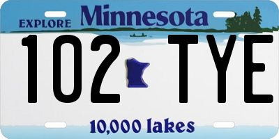 MN license plate 102TYE