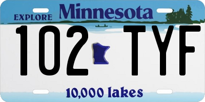 MN license plate 102TYF