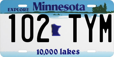 MN license plate 102TYM