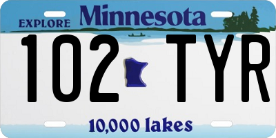 MN license plate 102TYR