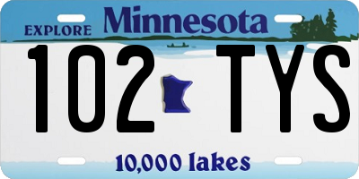 MN license plate 102TYS