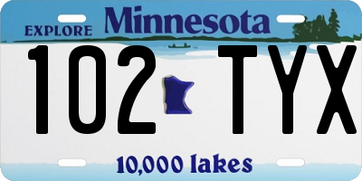 MN license plate 102TYX