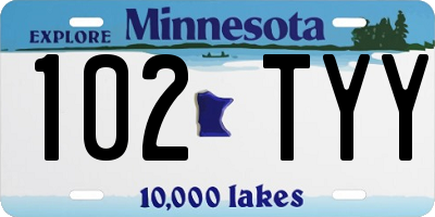 MN license plate 102TYY